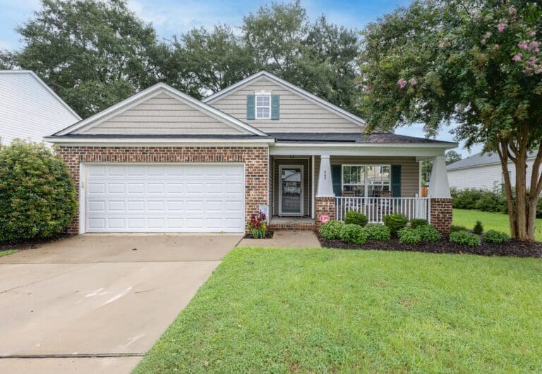 Front exterior view of 405 Timbermill Dr, Lexington SC – 3 bedroom, 2 bathroom move-in-ready home with updated roof and spacious yard.